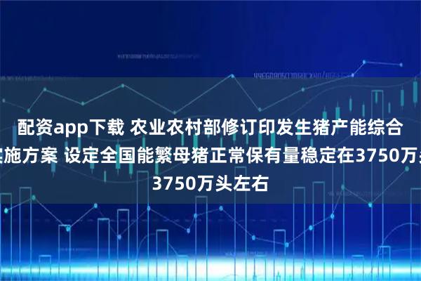 配资app下载 农业农村部修订印发生猪产能综合调控实施方案 设定全国能繁母猪正常保有量稳定在3750万头左右